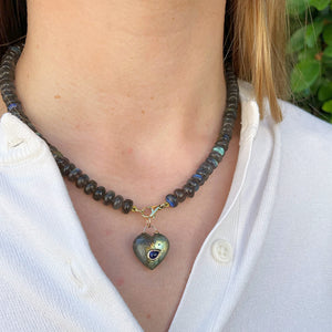 Mazza Labradorite Bead 14K Gold Clasp Necklace