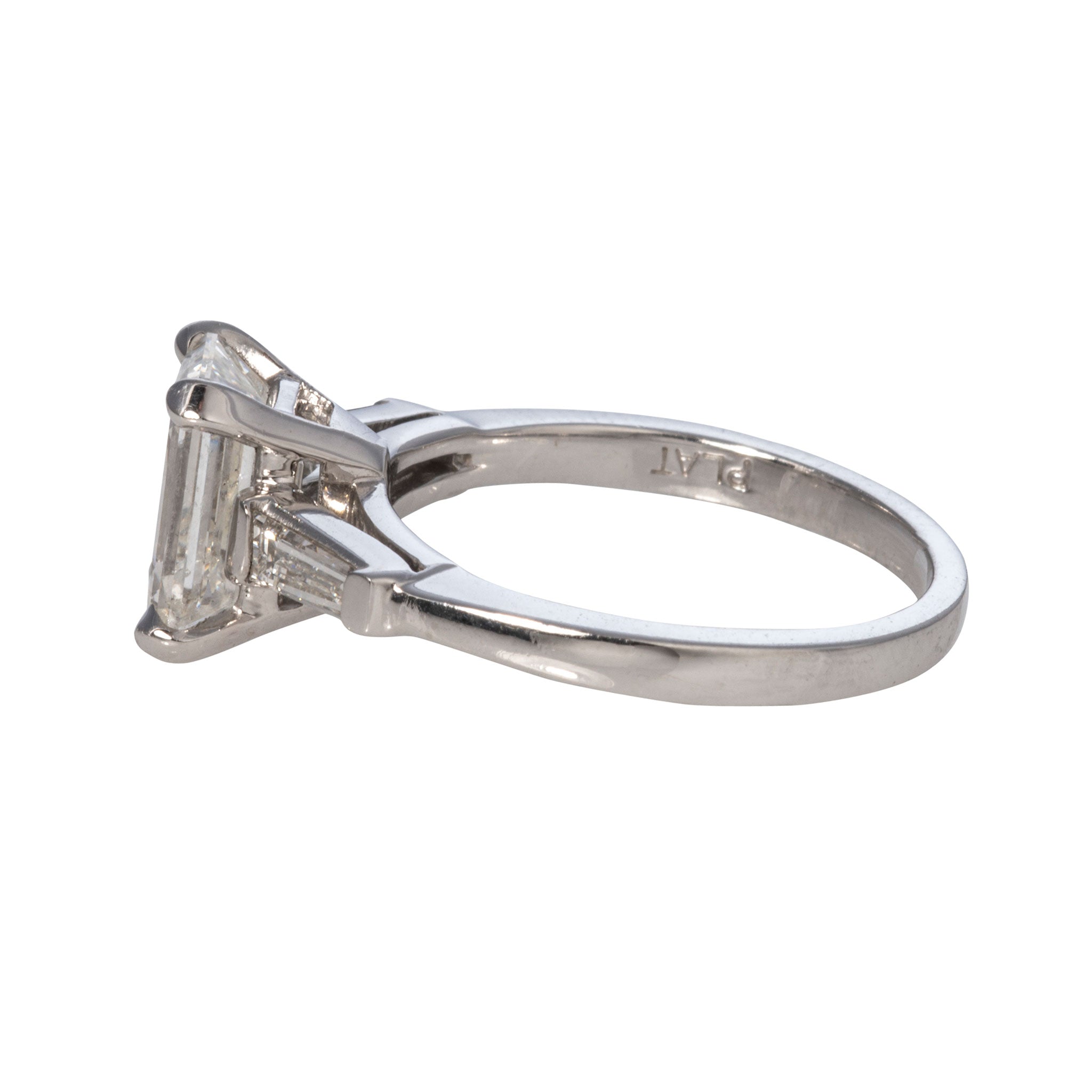 2.39ct Emerald-Cut Center & .34ct Baguette Side Diamond Platinum Ring