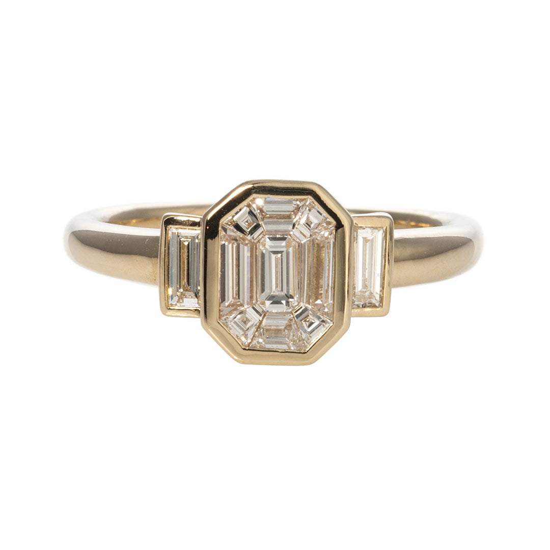 .6ct Diamond Emerald-Cut Illusion 14K Yellow Gold Ring