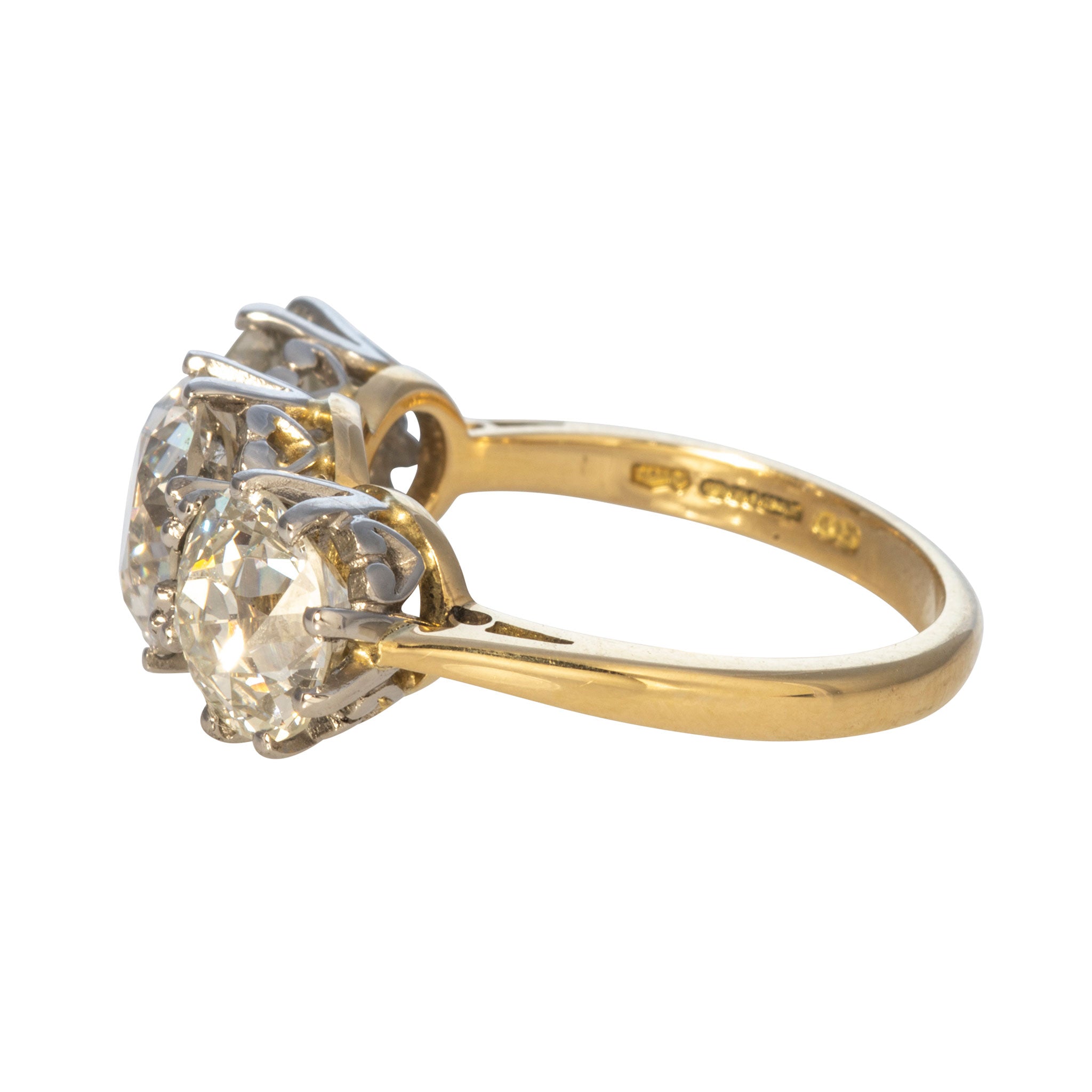 Estate 5.54ctw Old European Cut Diamond Three-Stone Ring