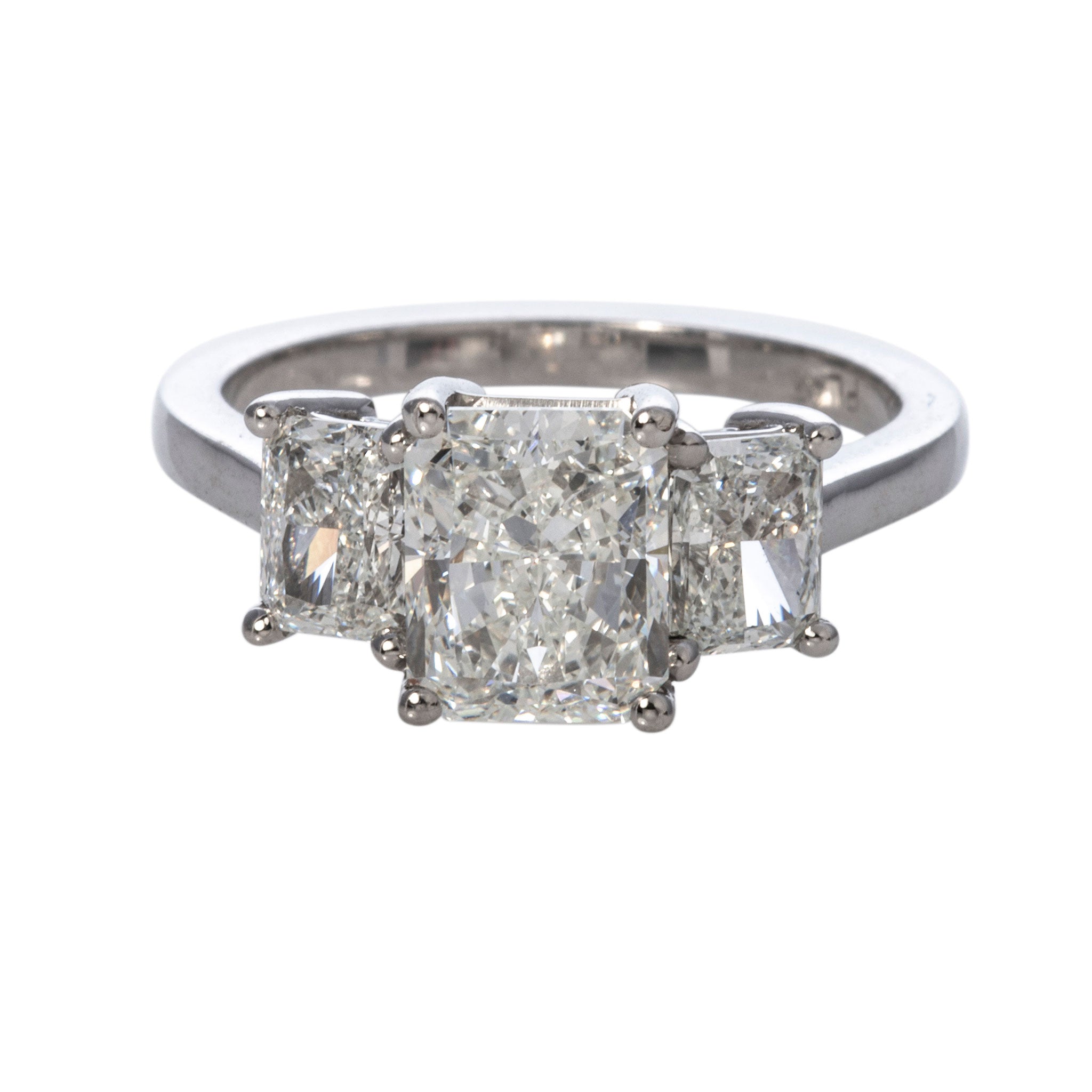 3ctw Radiant Diamond Three-Stone Platinum Engagement Ring