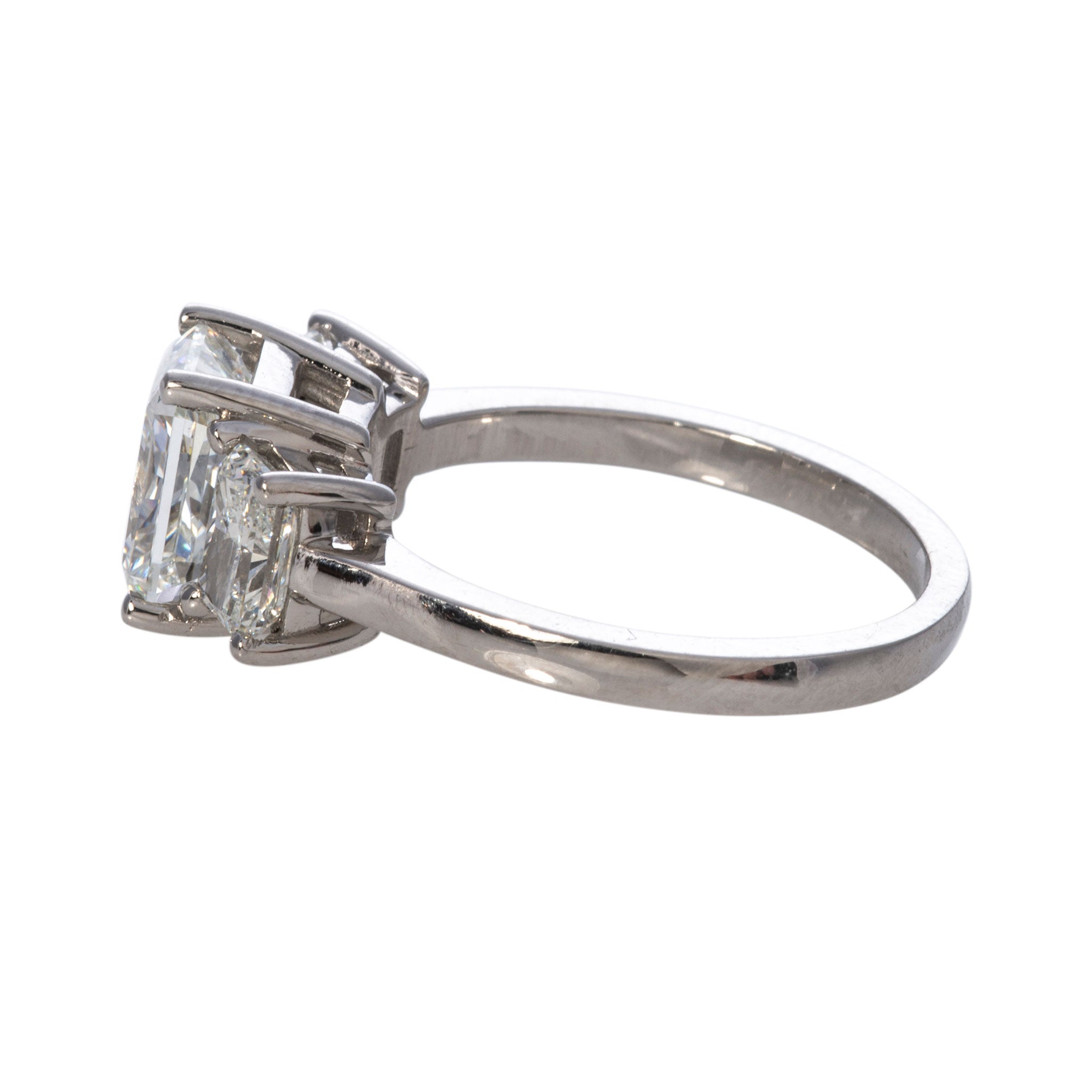 3ctw Radiant Diamond Three-Stone Platinum Engagement Ring