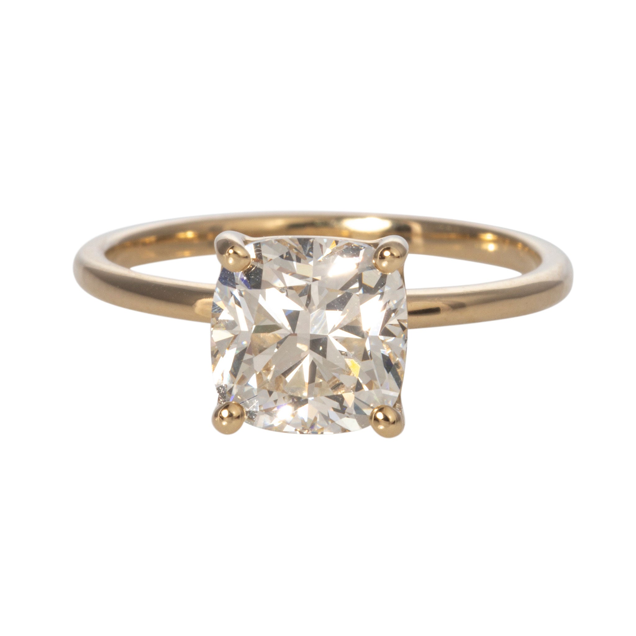 2.10ct Cushion Diamond Solitaire 14K Yellow Gold Engagement Ring