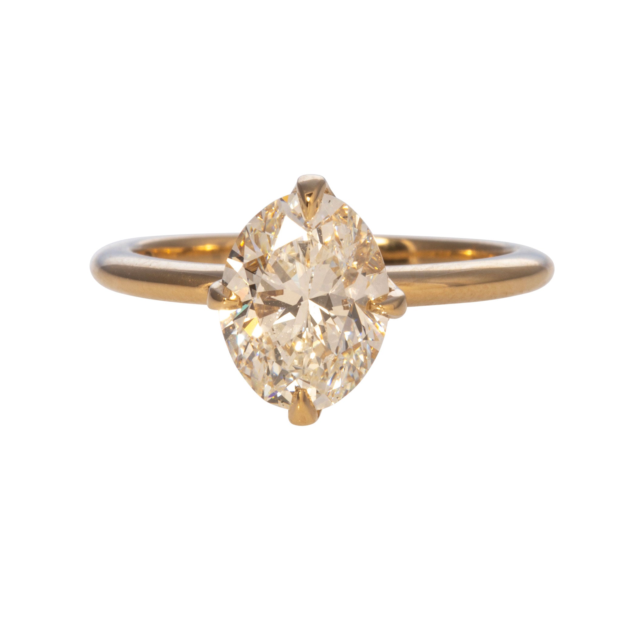 2ct Oval Diamond Solitaire 18K Yellow Gold Engagement Ring