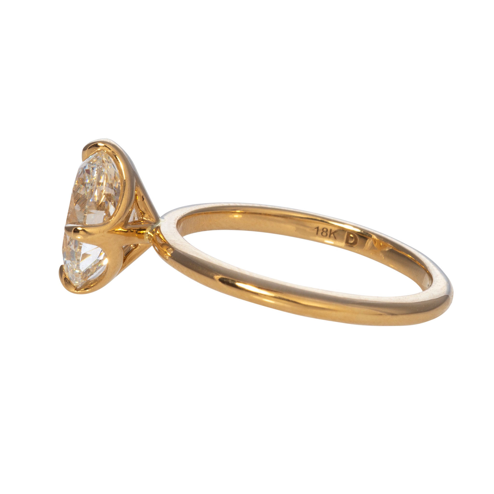 2ct Oval Diamond Solitaire 18K Yellow Gold Engagement Ring