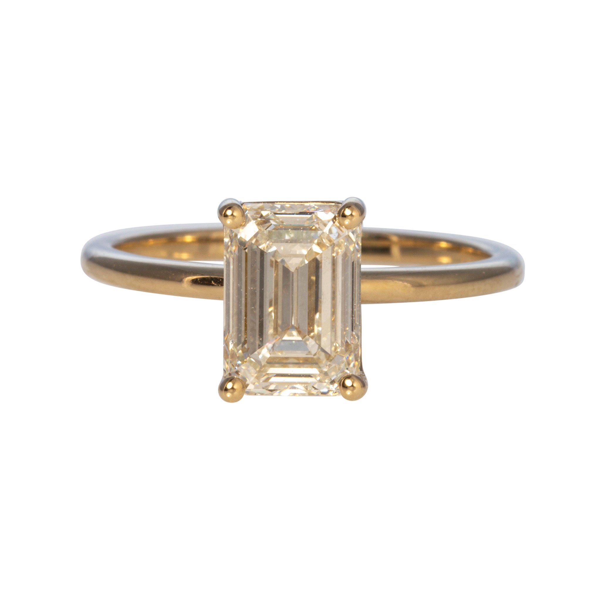 2ct J VS1 Emerald-Cut Diamond Solitaire 14K Yellow Gold Engagement Ring