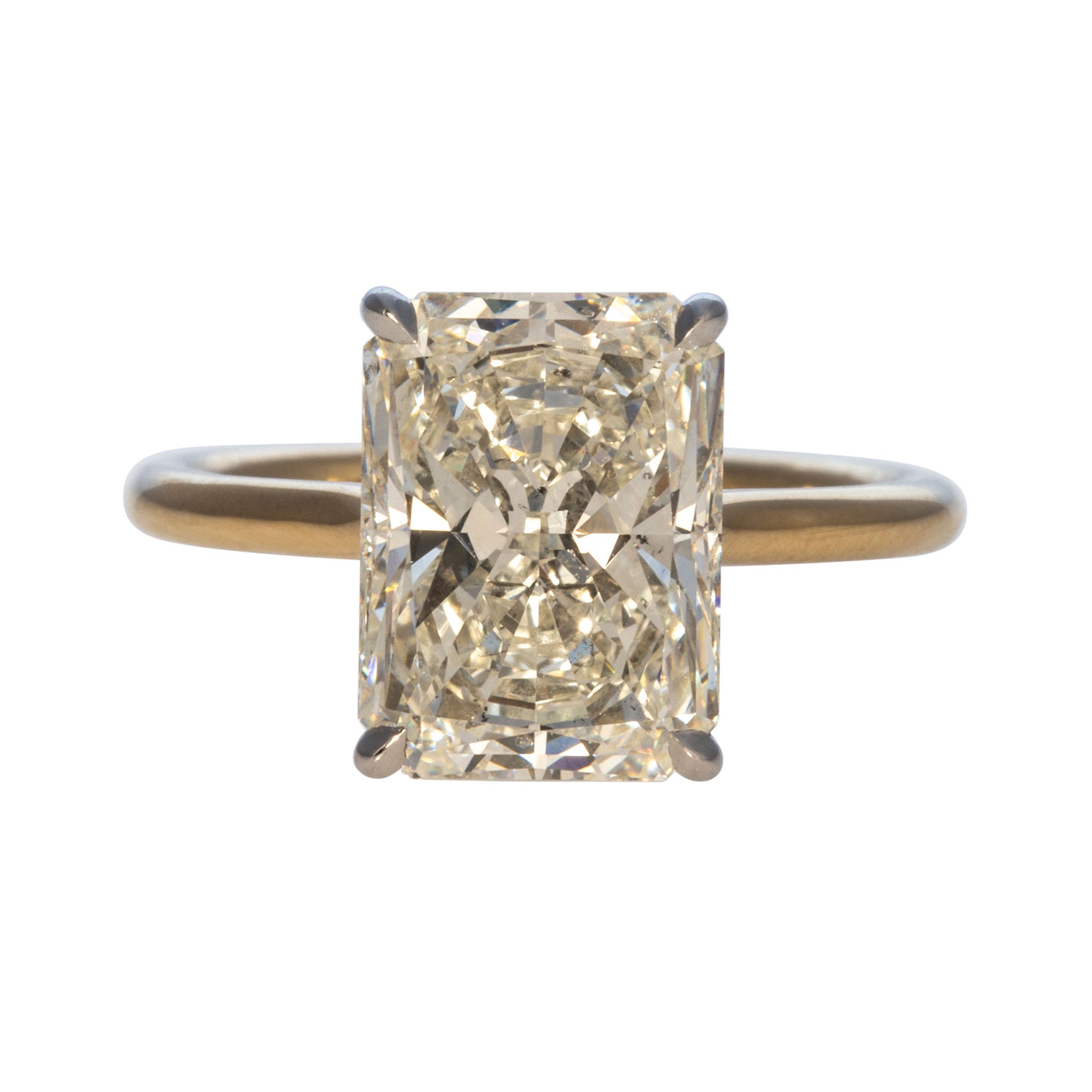 4.21ct J SI1 Radiant Diamond Solitaire Platinum 18K Gold Engagement Ring