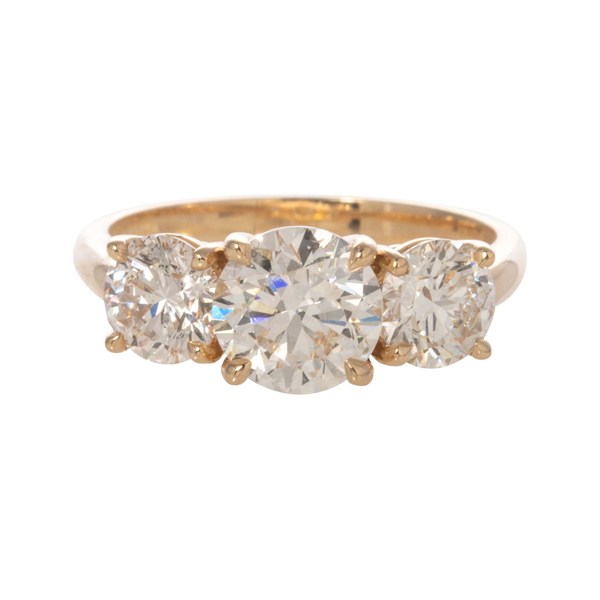 2.92ctw Round Brilliant Diamond Three-Stone 14K Gold Engagement Ring