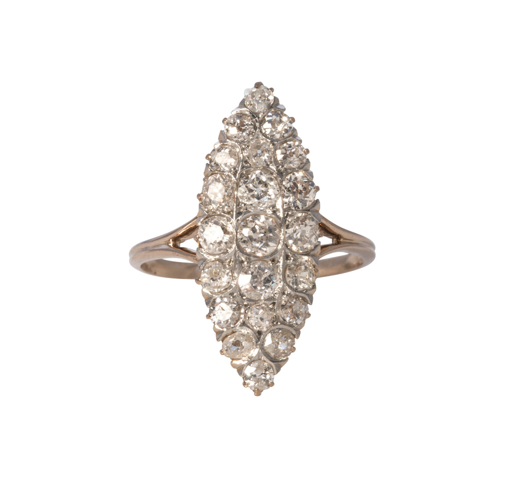 Estate & Antique Victorian Diamond Cluster Marquise Ring