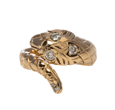 Estate Diamond 14K Gold Snake Ring