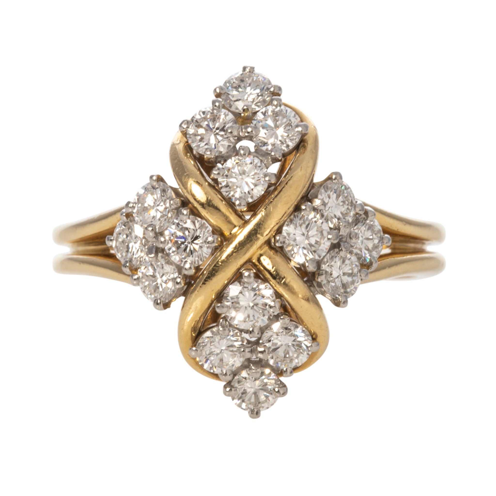 Estate Diamond Platinum & 18K Gold McTeigue Ring