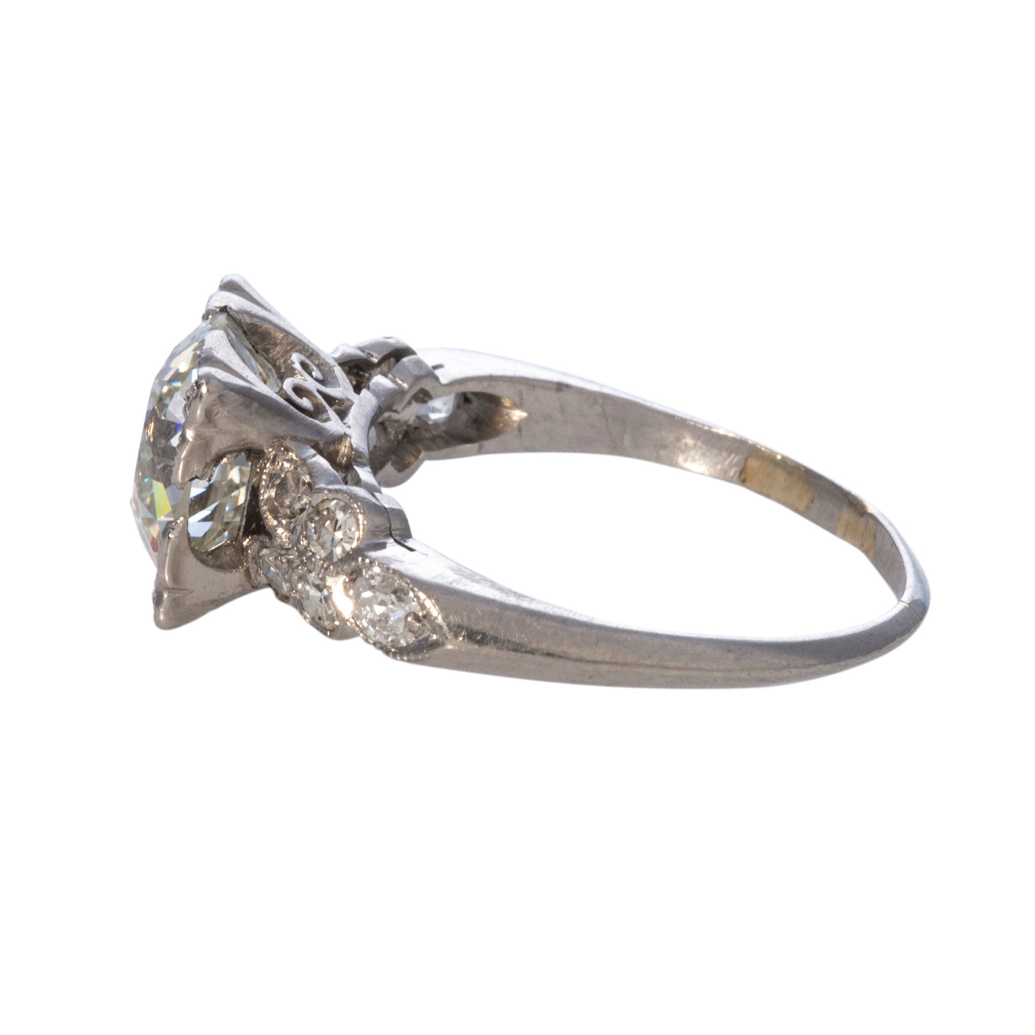 Art Deco 2.69ctw Old European Cut Diamond Platinum Ring