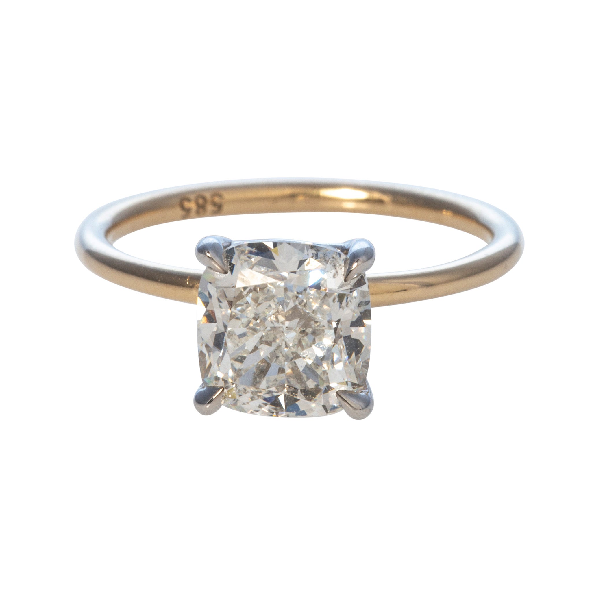 2.5ct Cushion Diamond Solitaire 14K Gold Engagement Ring