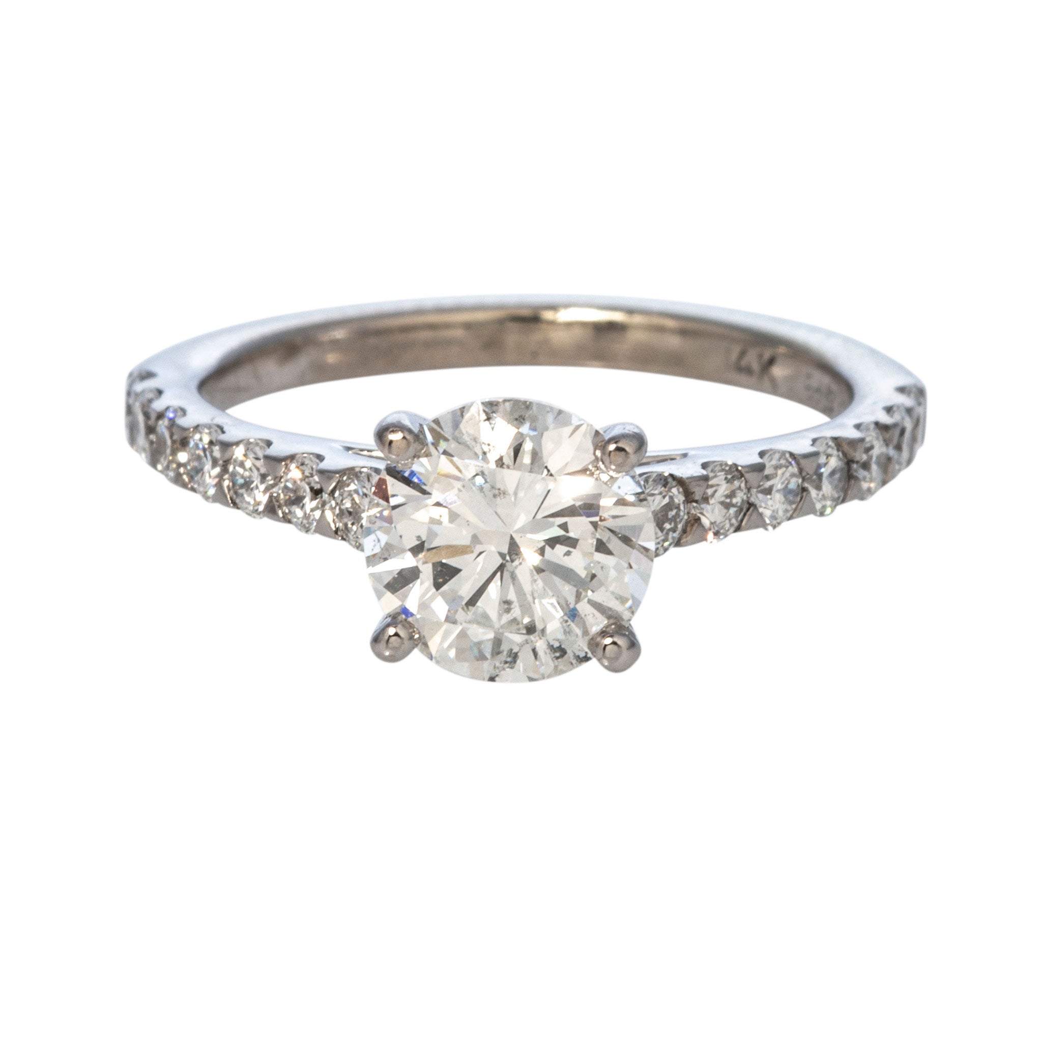 1.21ct G SI2 Round Diamond Solitaire Pavé 14K Gold Engagement Ring