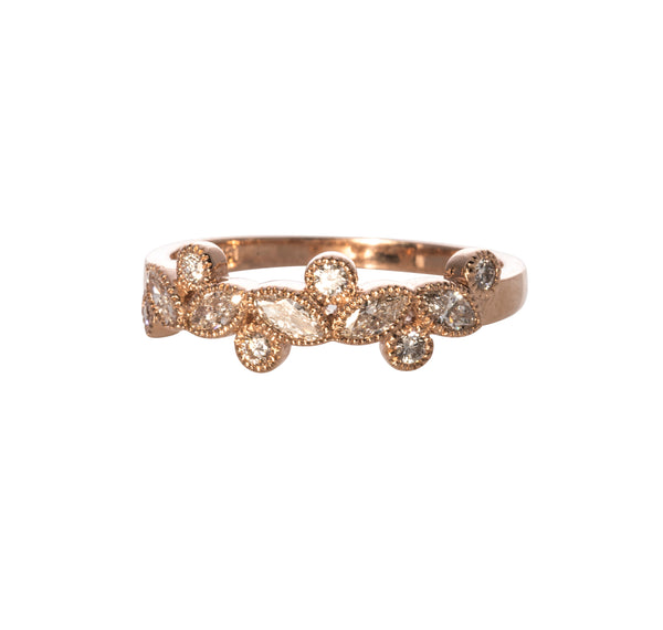 Marquise and Round Diamond Halfway Band