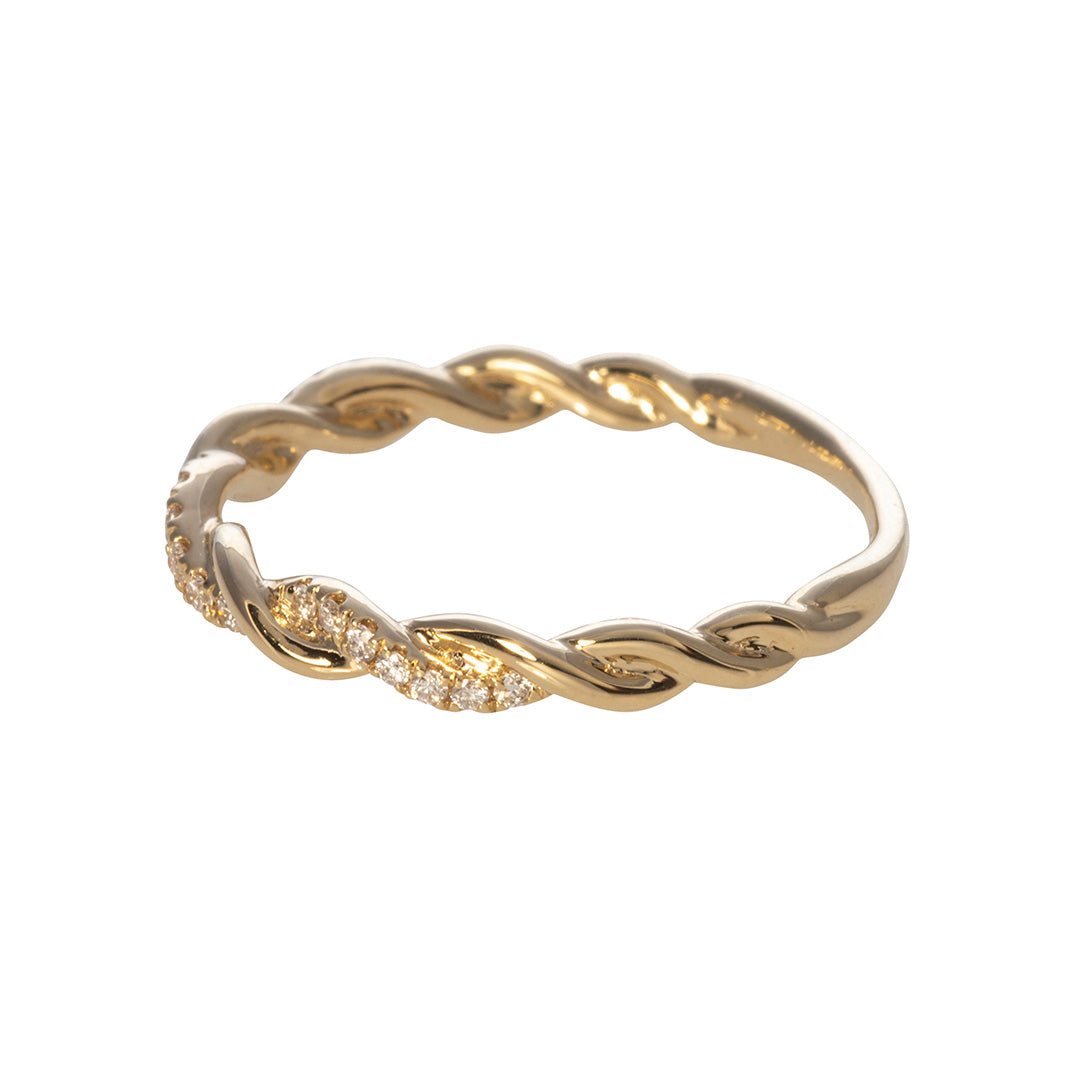 Diamond Twist 14K Yellow Gold Stackable Band