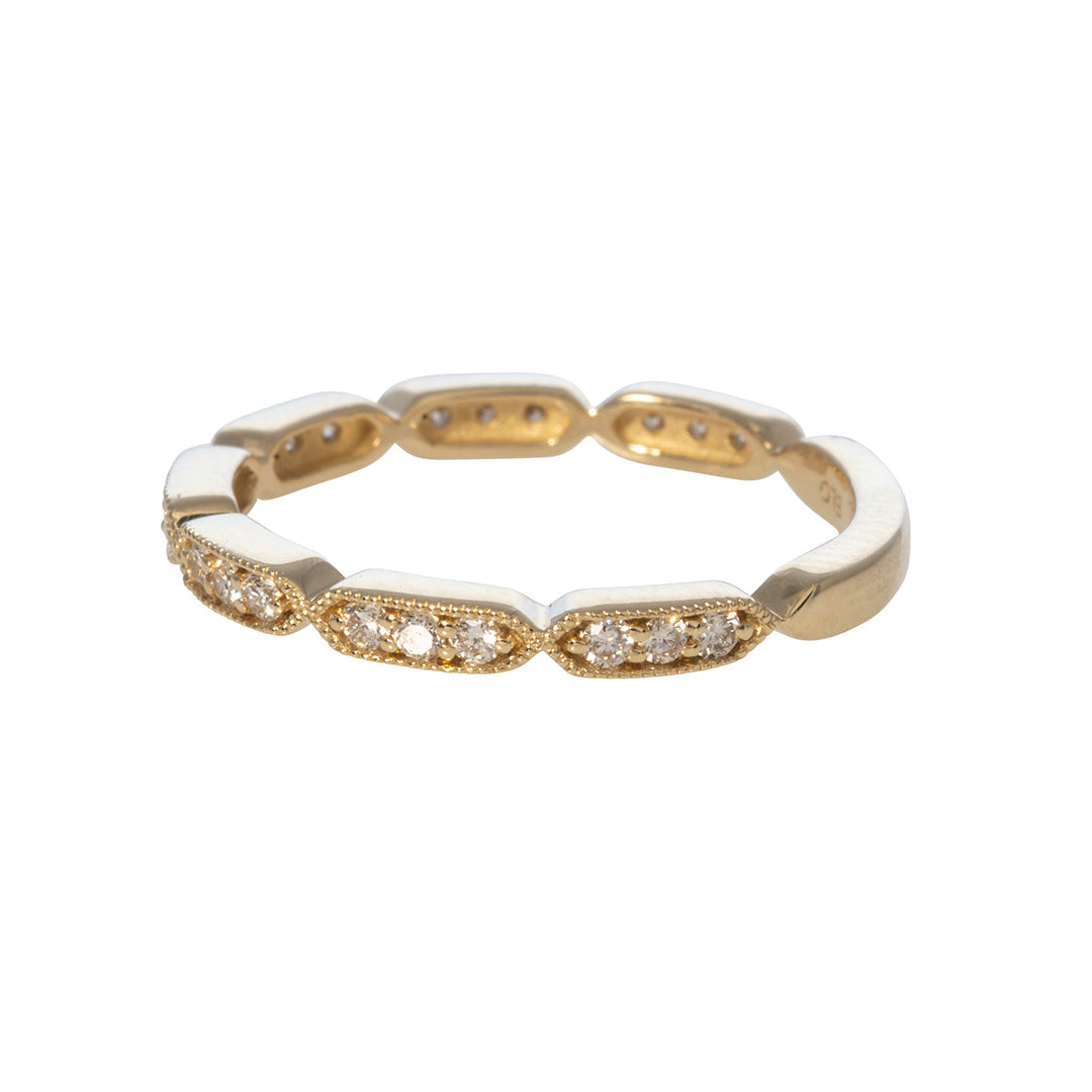 Diamond 14K Yellow Gold Milgrain Band