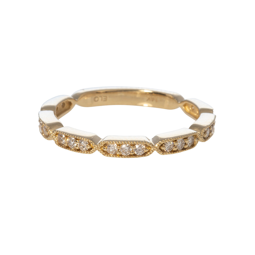 Diamond 14K Yellow Gold Milgrain Band