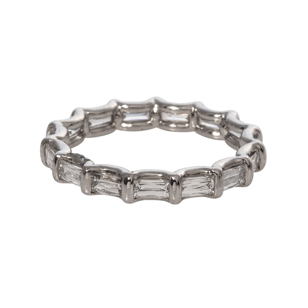 Baguette Diamond U Shape Platinum Eternity Band