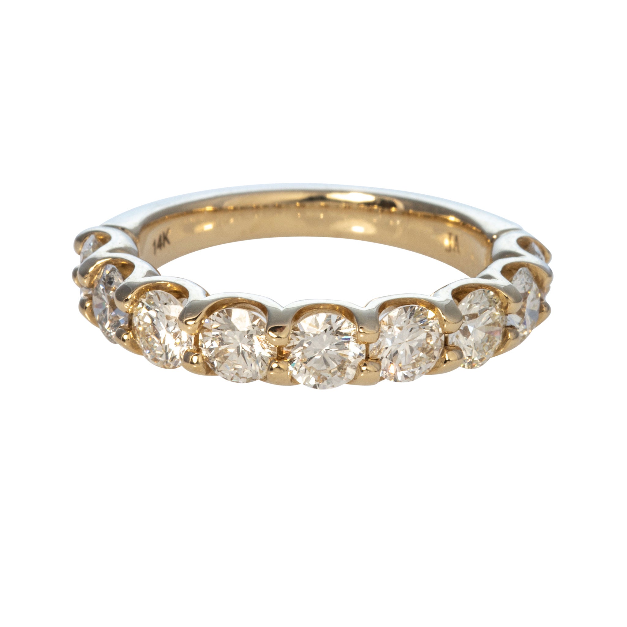 2ct Round Diamond 9-Stone 14K Yellow Gold Band