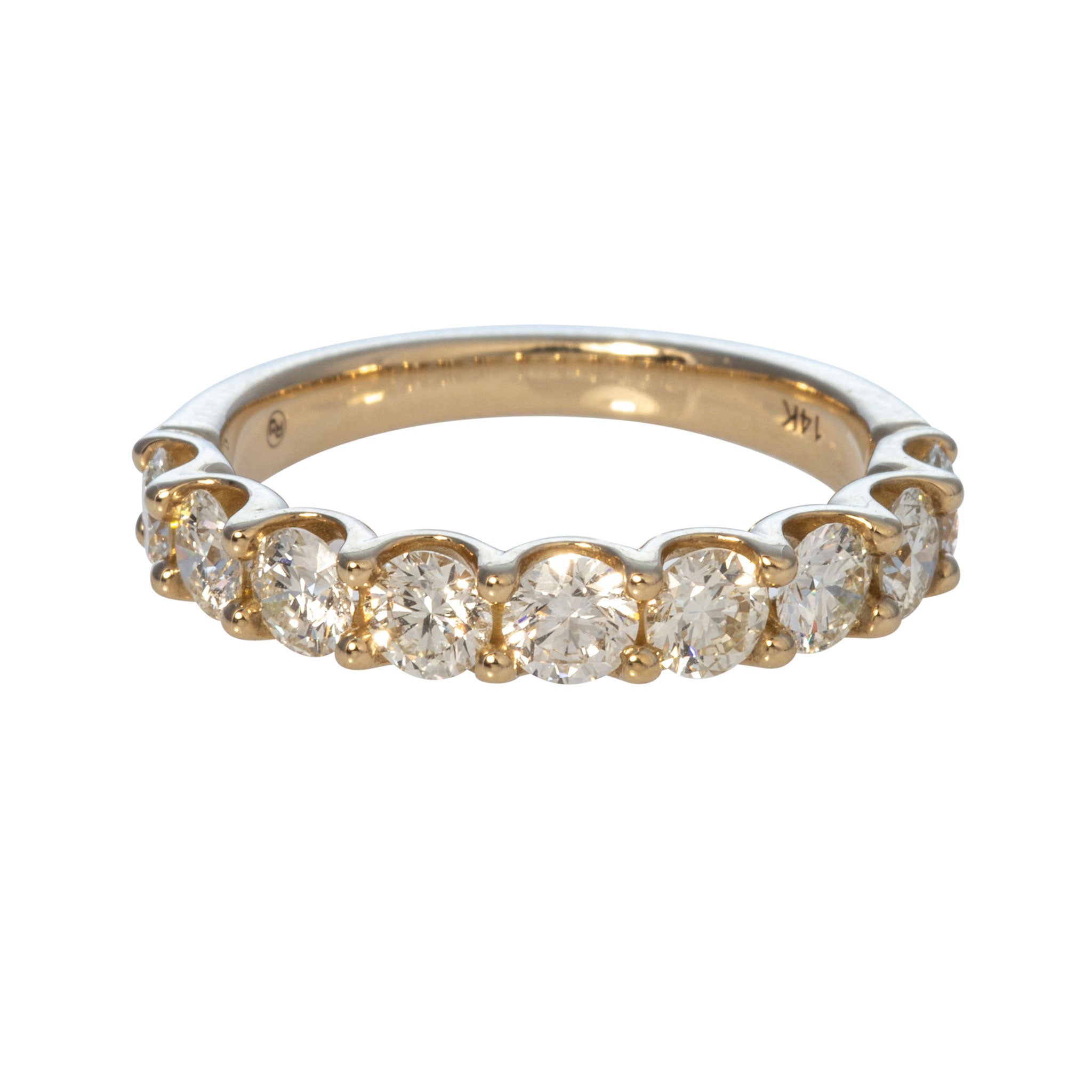 1.5ct Round Diamond 9-Stone 14K Yellow Gold Band