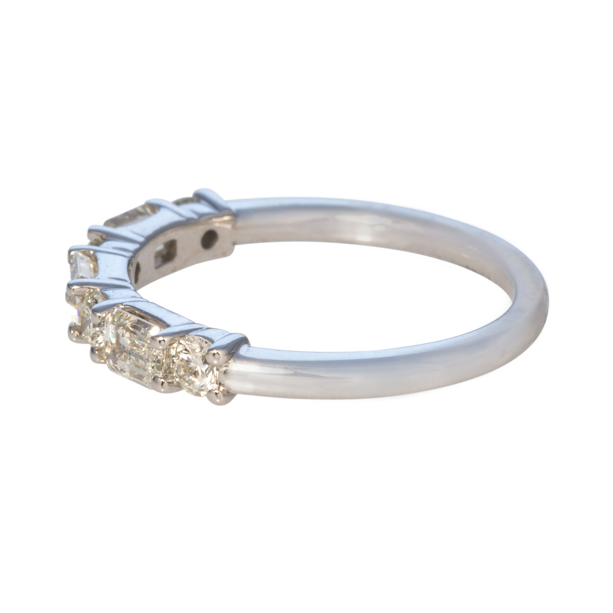 1ctw Round & Emerald-Cut Diamond Halfway 14K White Gold Band