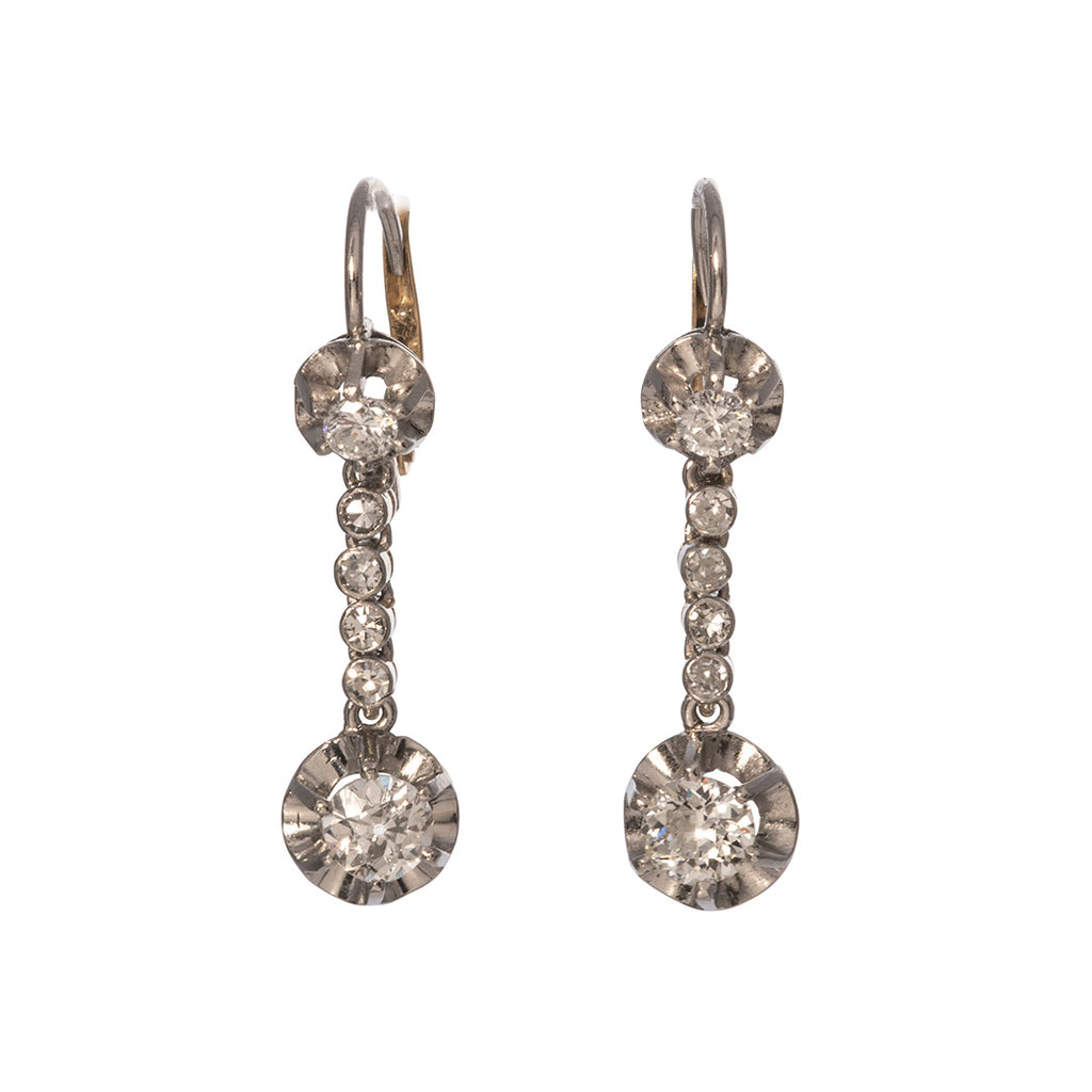 Art Deco Style Diamond Platinum Drop Earrings