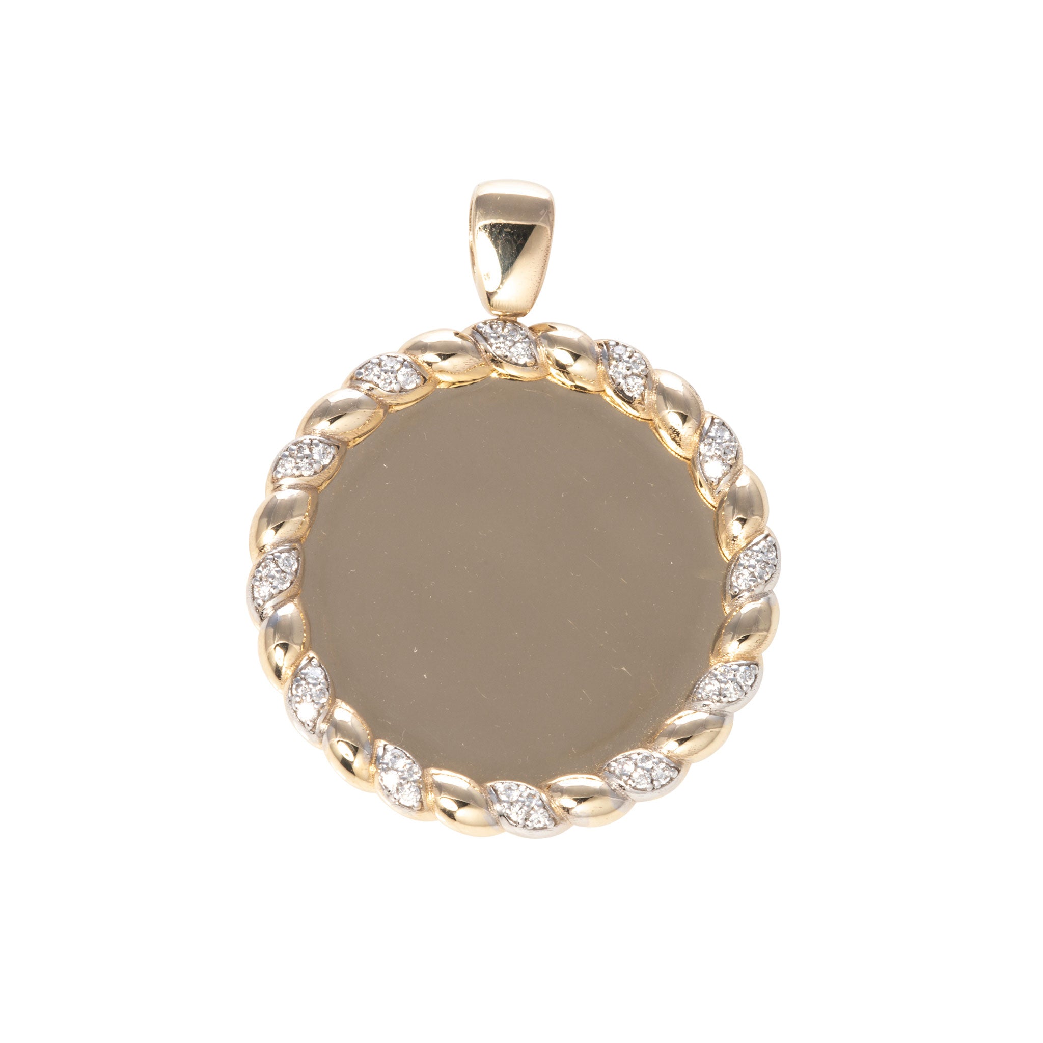 The Mary Collection Diamond Accent Rope Edge Disc Pendant Medium