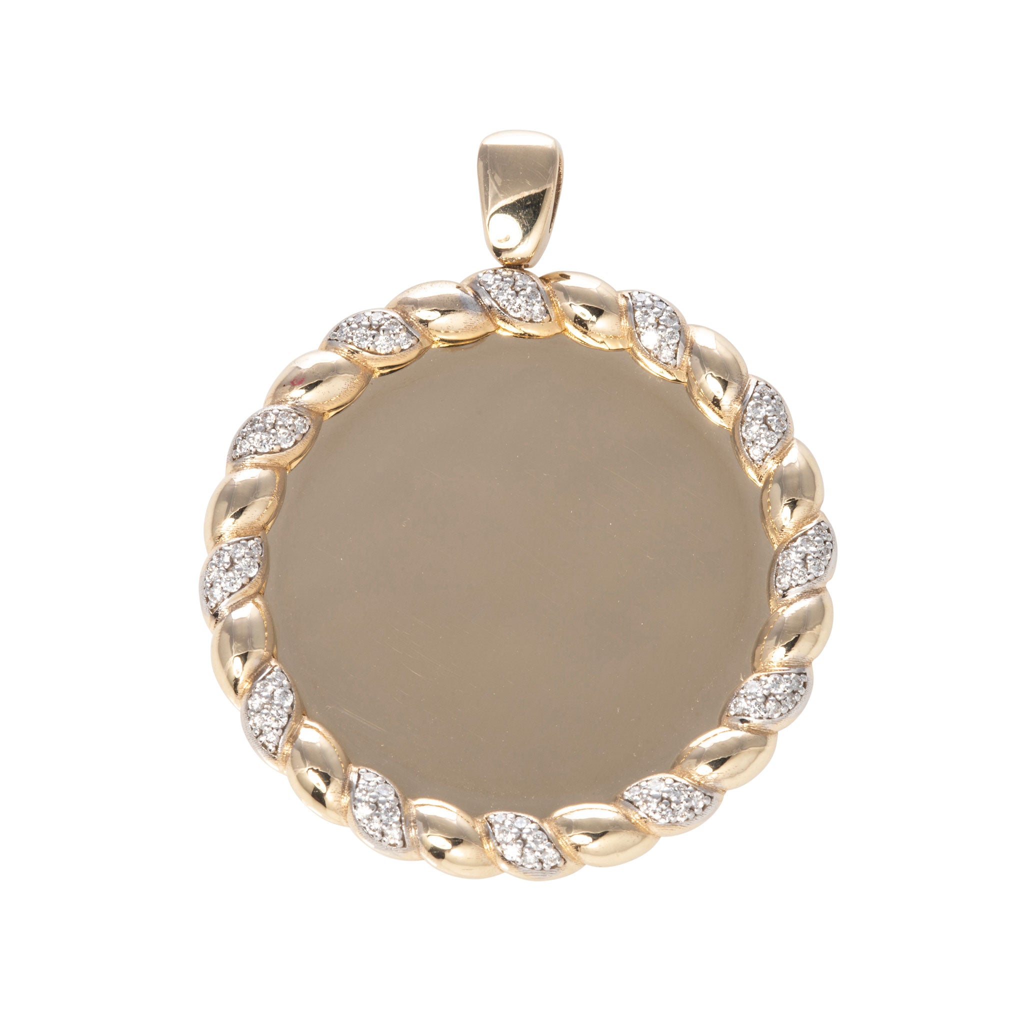 The Mary Collection Diamond Accent Rope Edge Disc Pendant Large