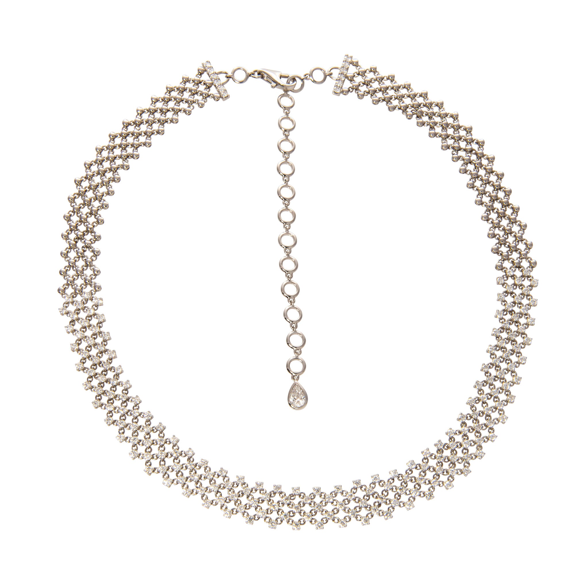 5ctw Diamond 18K White Gold Mesh Choker Necklace