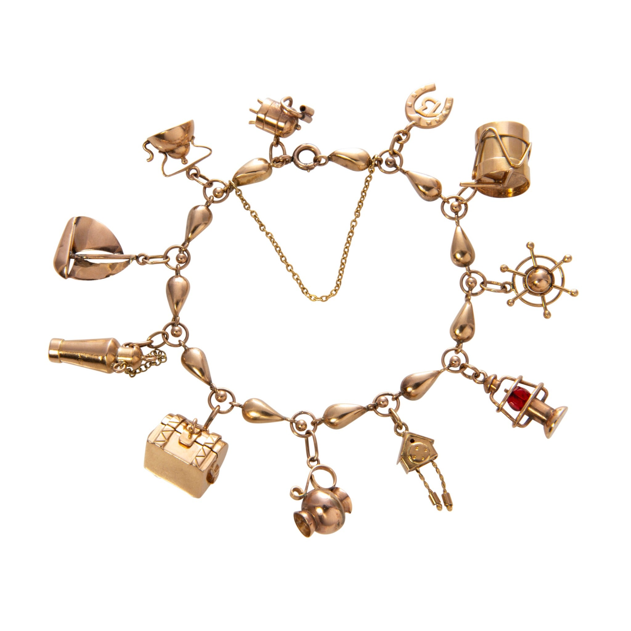 Estate 18K Yellow Gold Charm Bracelet