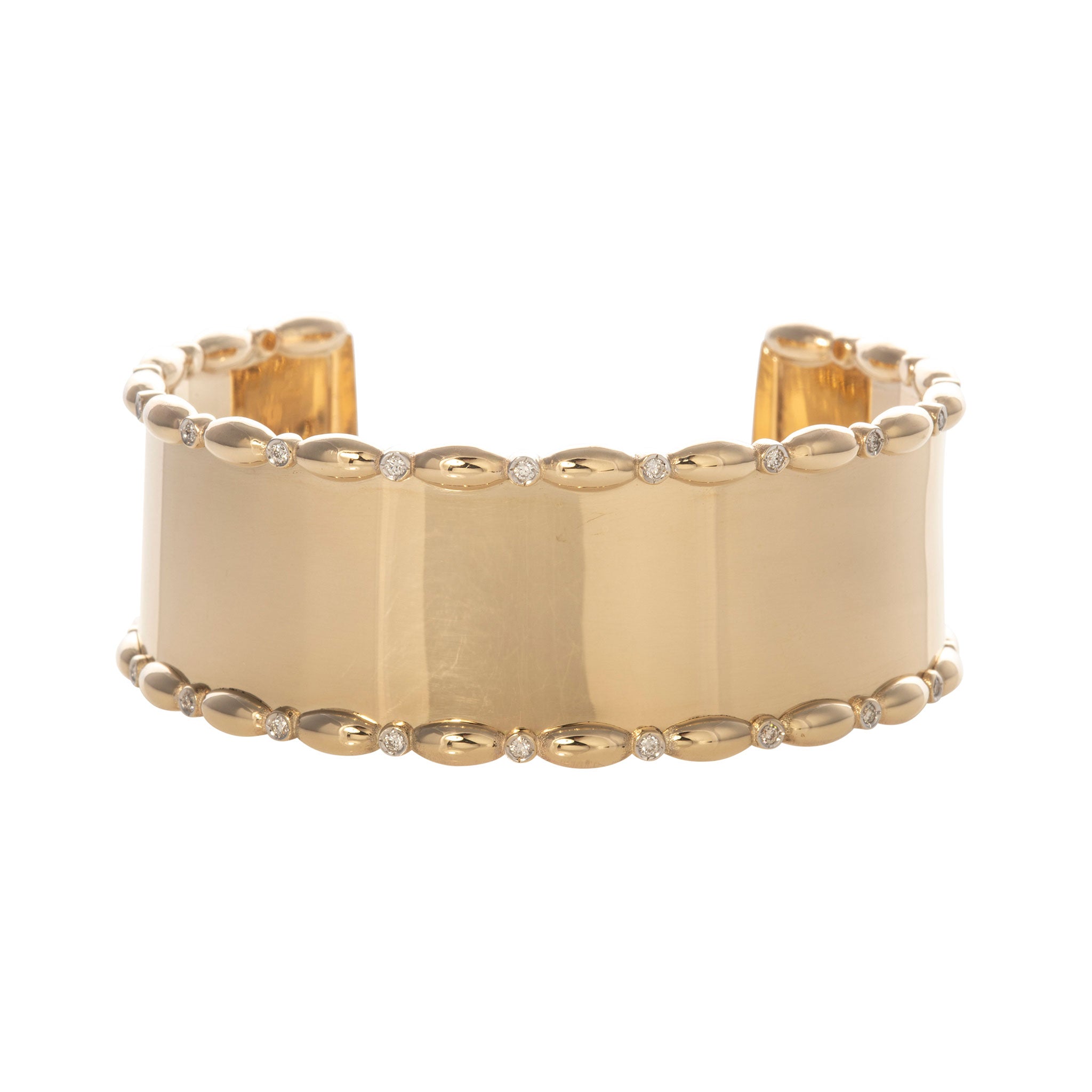 The Mary Collection Diamond Polished Oval Wide Cuff Bracelet