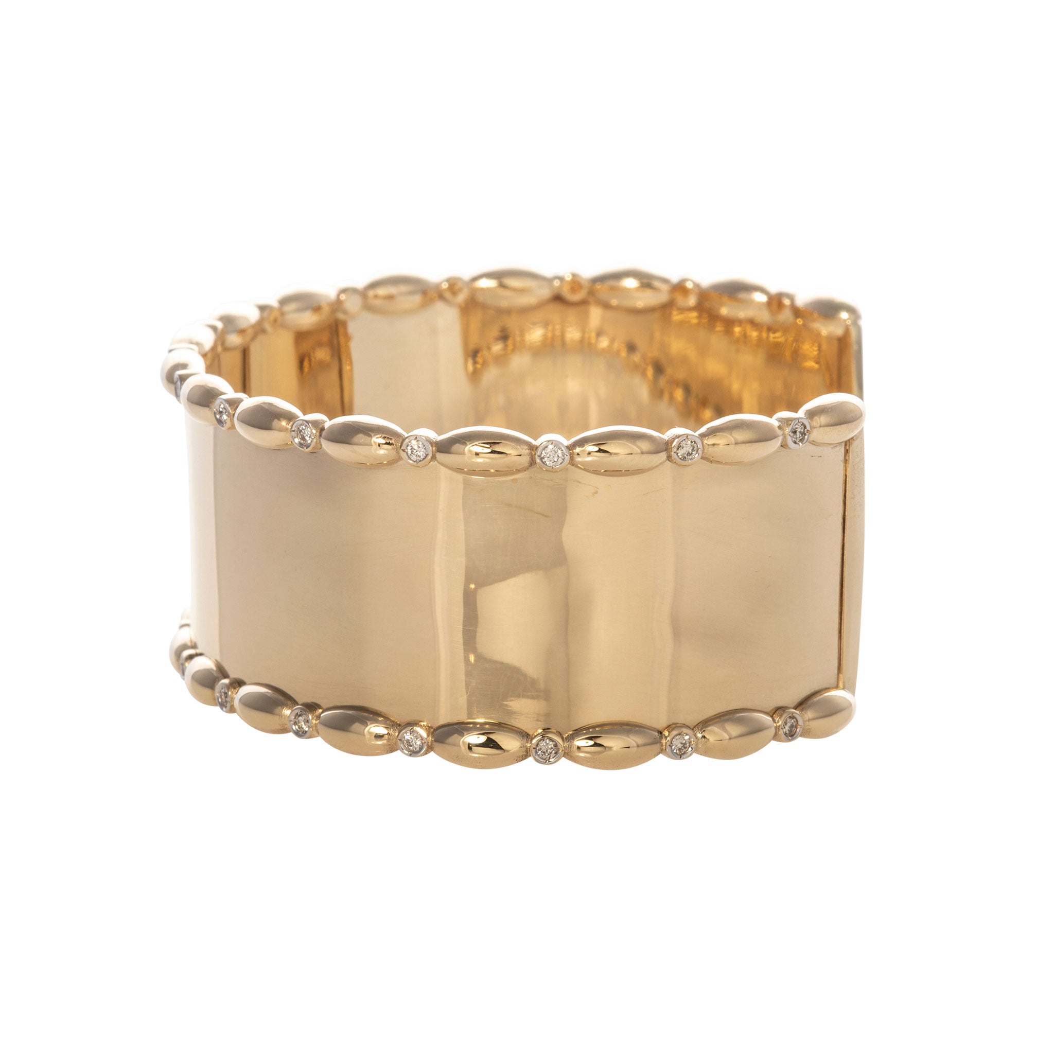 The Mary Collection Diamond Polished Oval Wide Cuff Bracelet