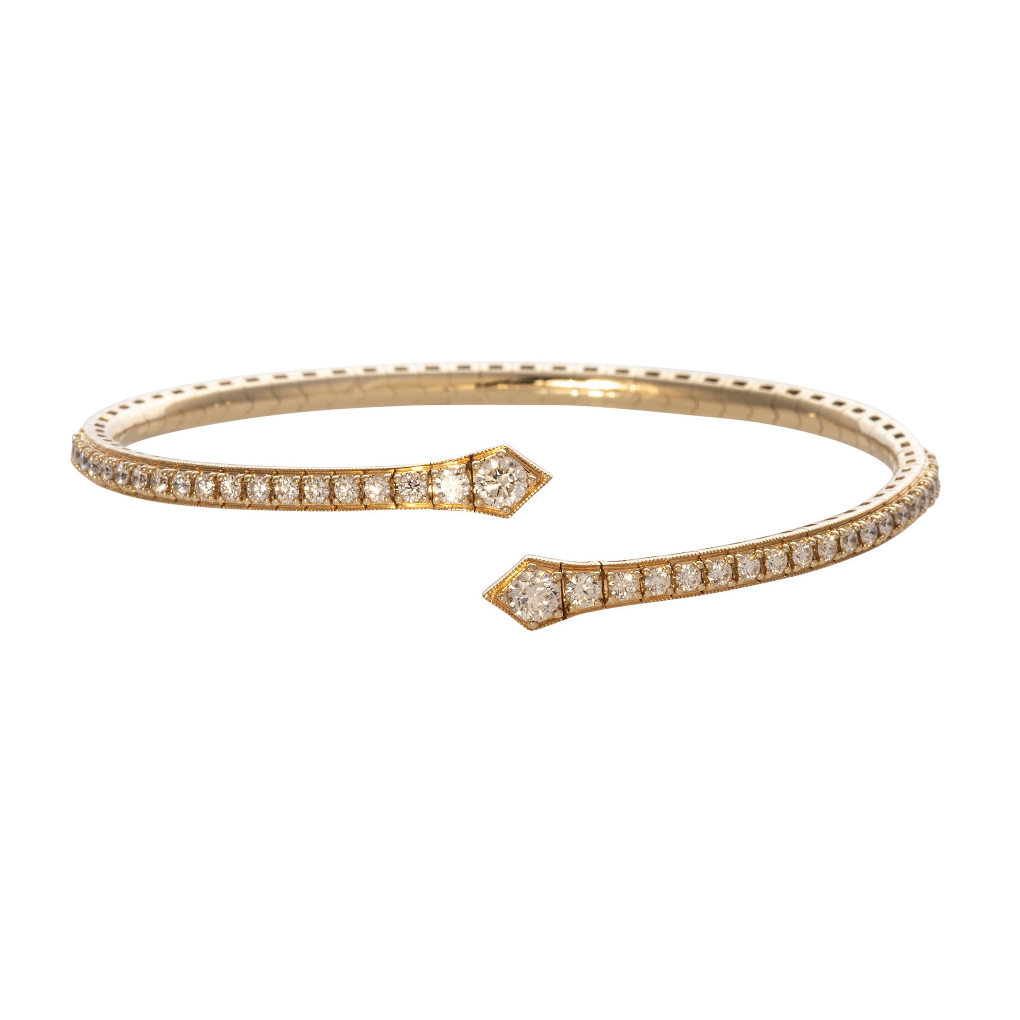 1.2ctw Diamond 14K Yellow Gold Bypass Flexible Cuff