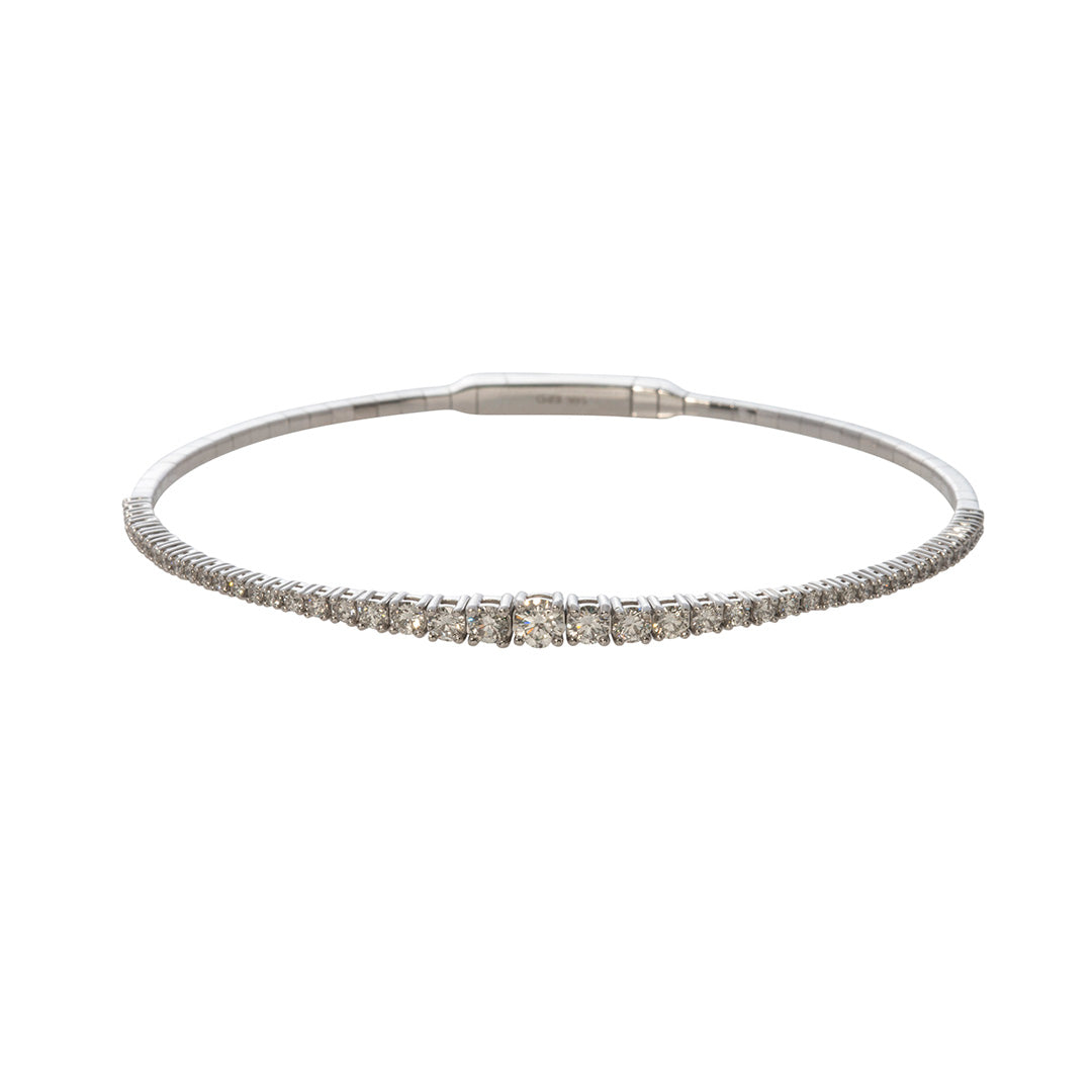 1.25ct Graduated Diamond 14K White Gold Flex Bangle