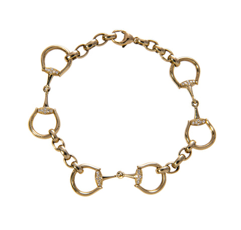 Diamond 14K Gold Horseshoe Link Bracelet