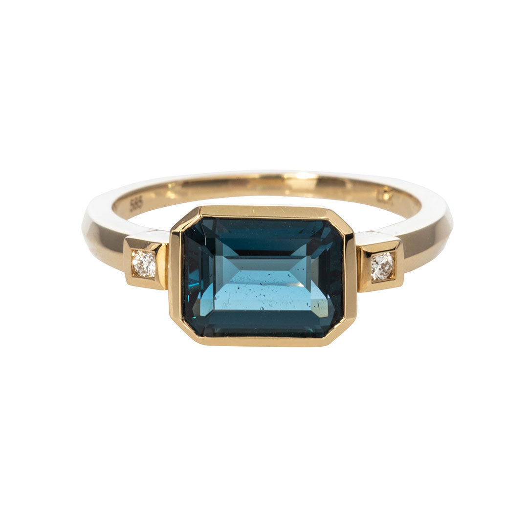 London Blue Topaz & Diamond 14K Yellow Gold Ring