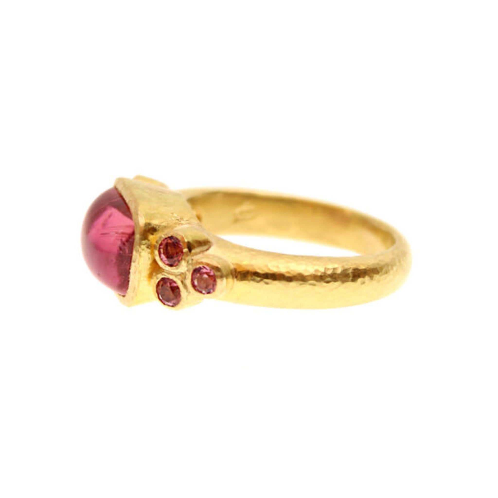 Elizabeth Locke Pink Tourmaline Cabochon & Faceted Triad Ring