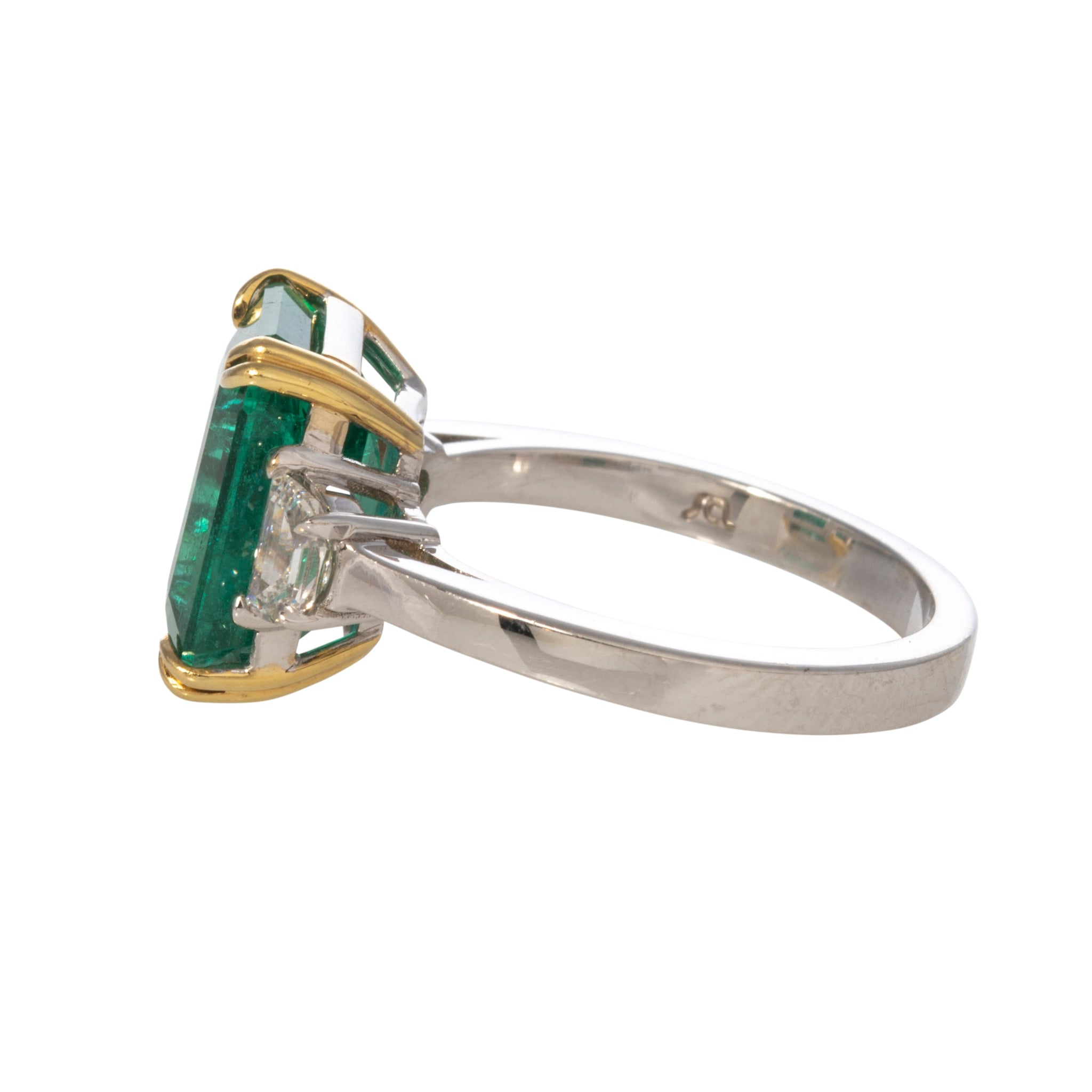 4.99ct Emerald & Diamond Three-Stone 18K Gold Ring