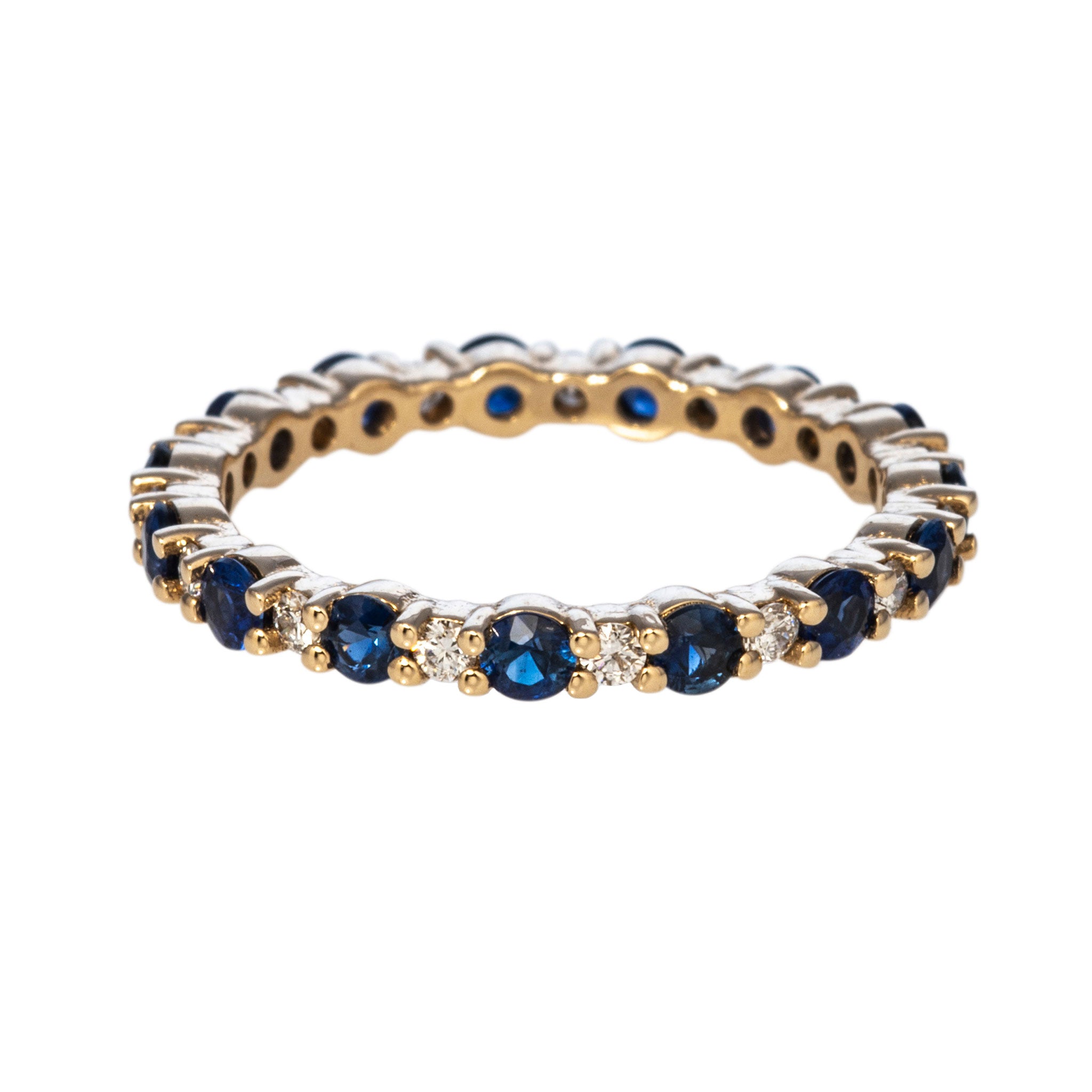 Sapphire & Diamond 14K Yellow Gold Eternity Band