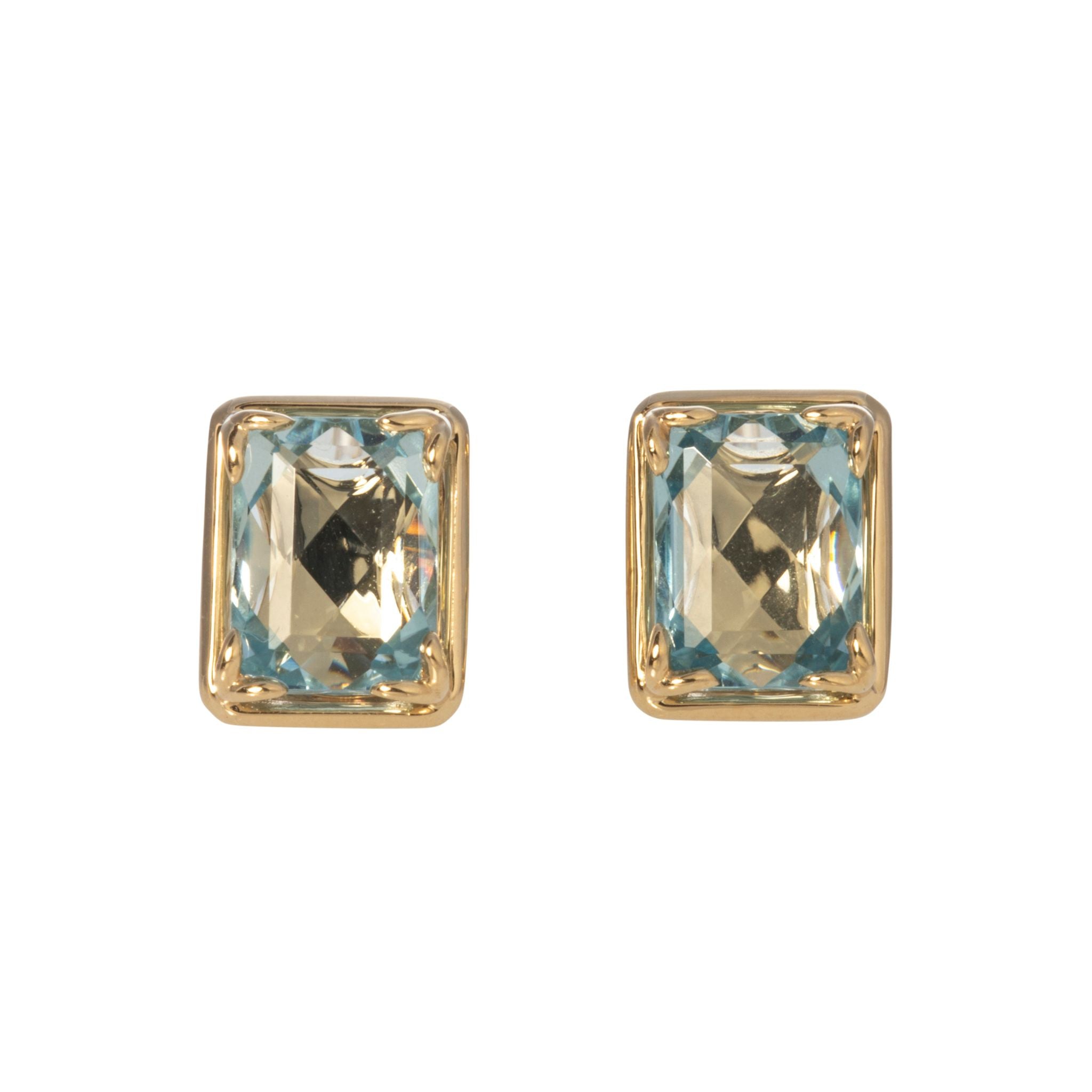 Aquamarine 14K Yellow Gold River Stud Earrings