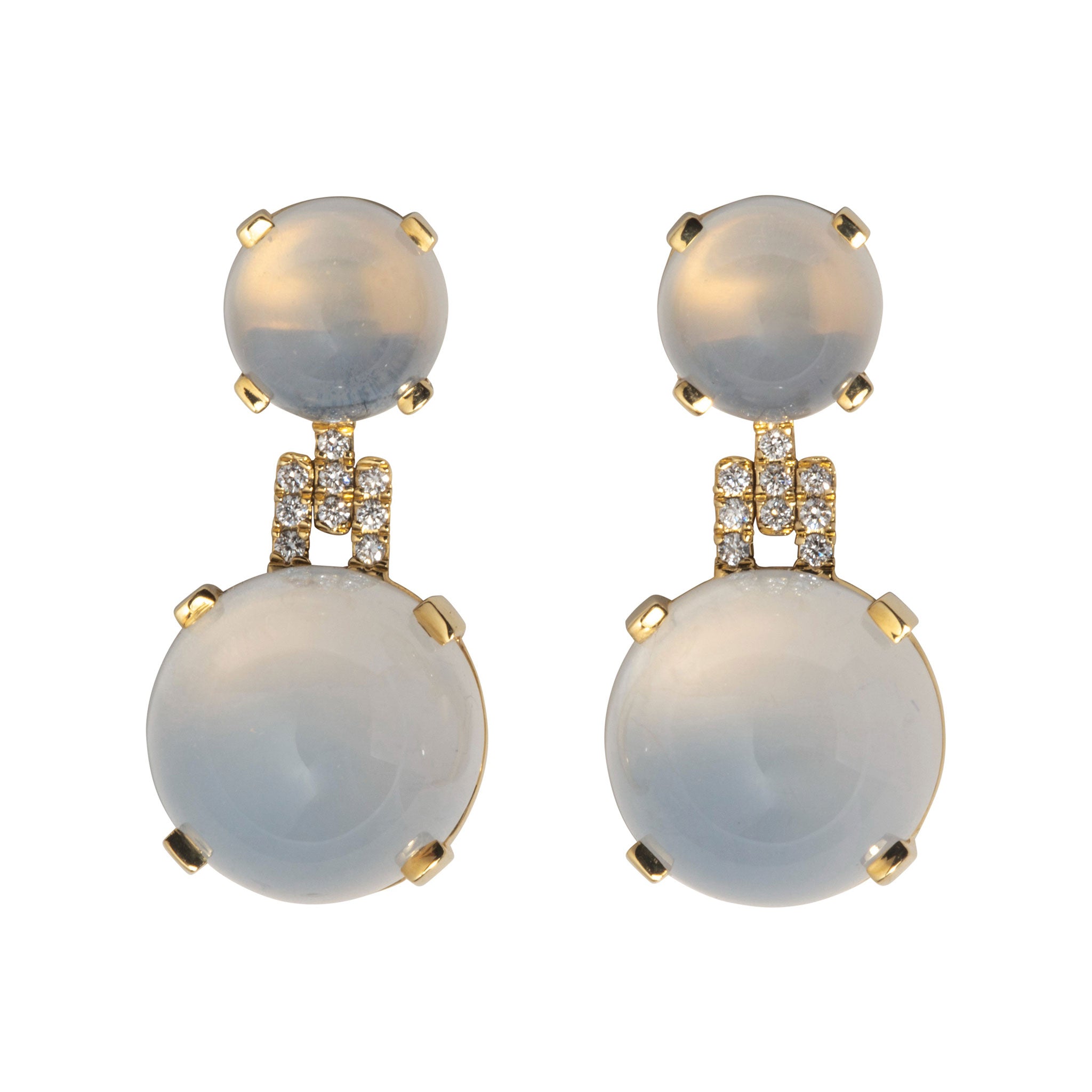 Goshwara Cabochon Moon Quartz & Diamond 18K Gold Drop Earrings