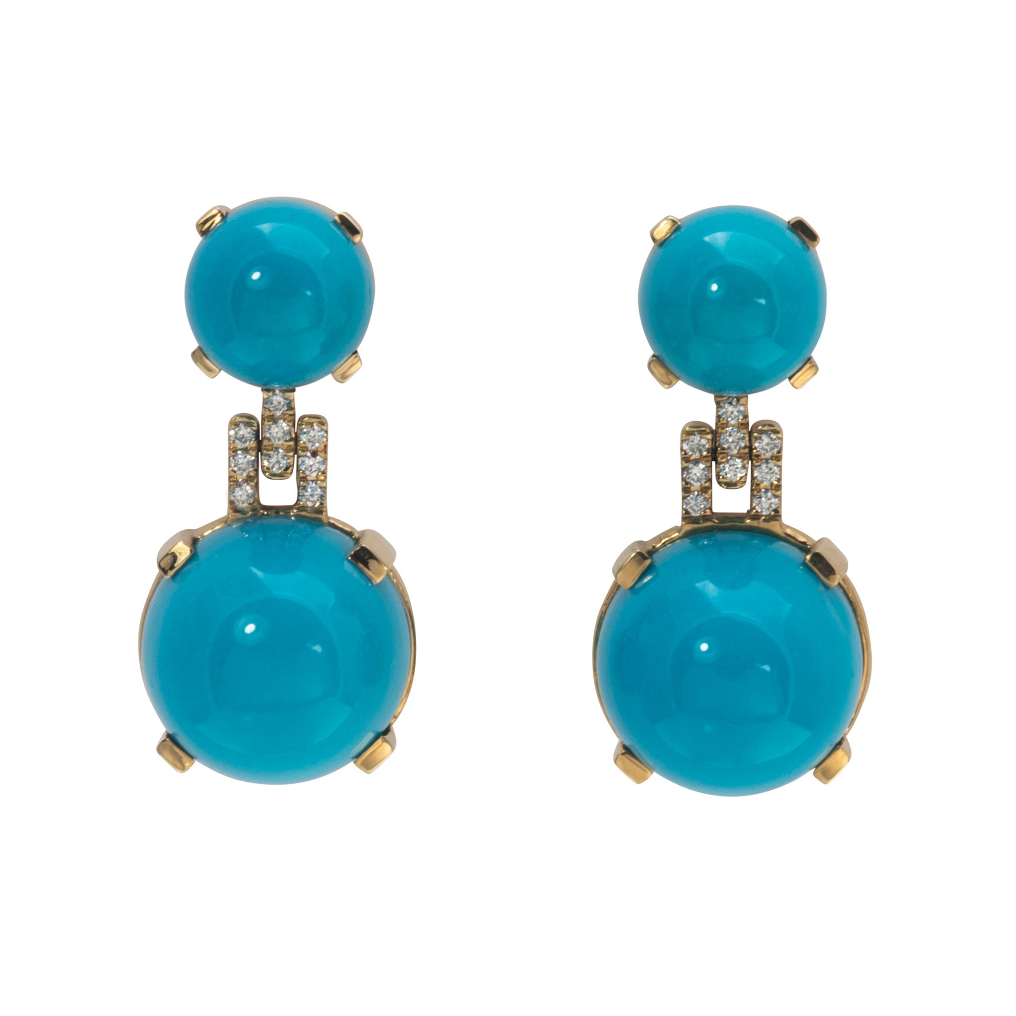 Goshwara Cabochon Turquoise & Diamond 18K Gold Drop Earrings