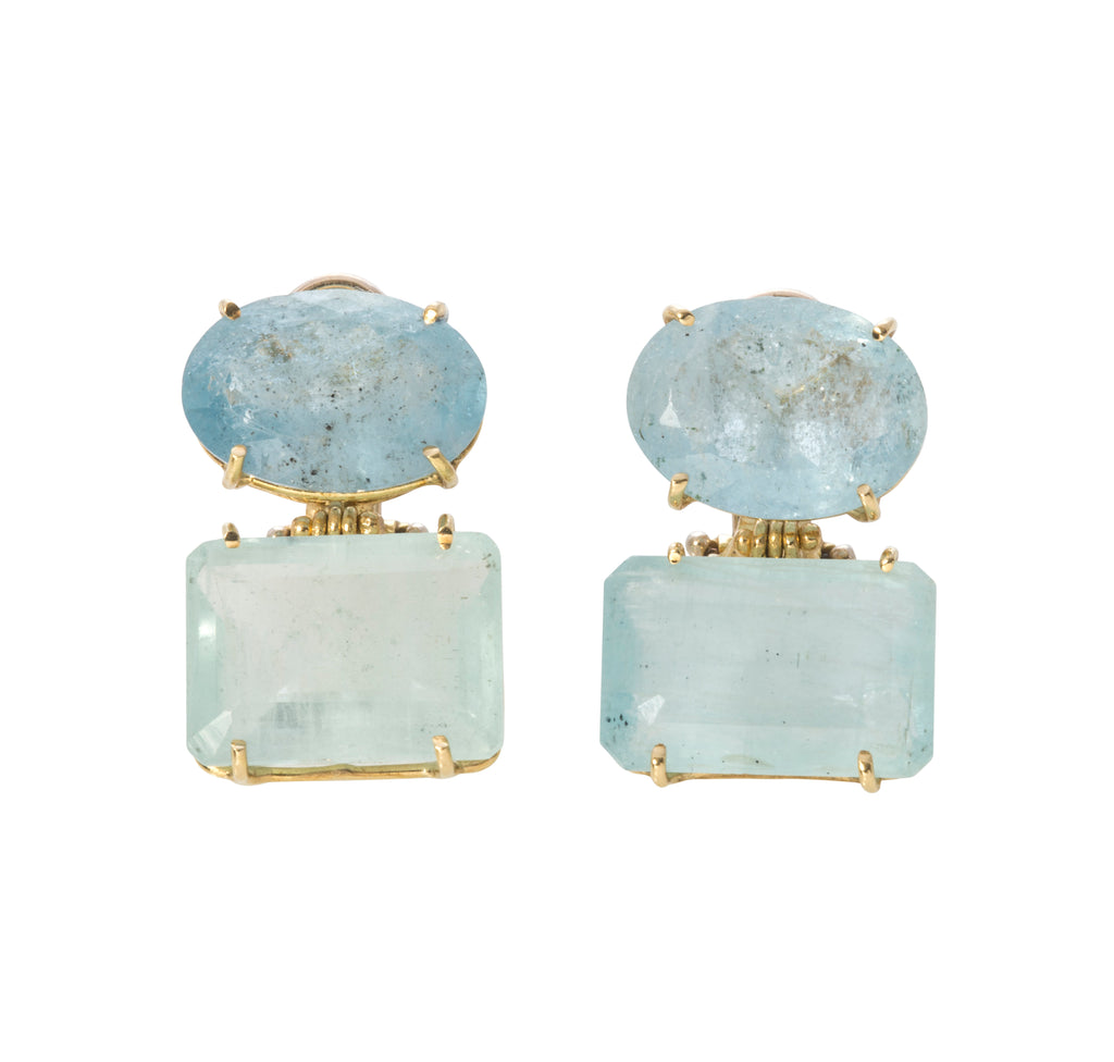 Italian Double Aquamarine Earrings