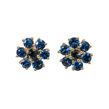 Blue Sapphire 14K Yellow Gold Flower Jacket Earrings