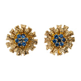 Blue Sapphire 14K Yellow Gold Flower Jacket Earrings