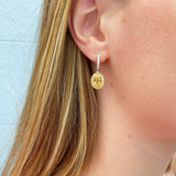 Citrine, Yellow Sapphire, Diamond 14K Gold Drop Earrings