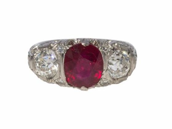 Antique Madagascar Ruby Diamond Ring