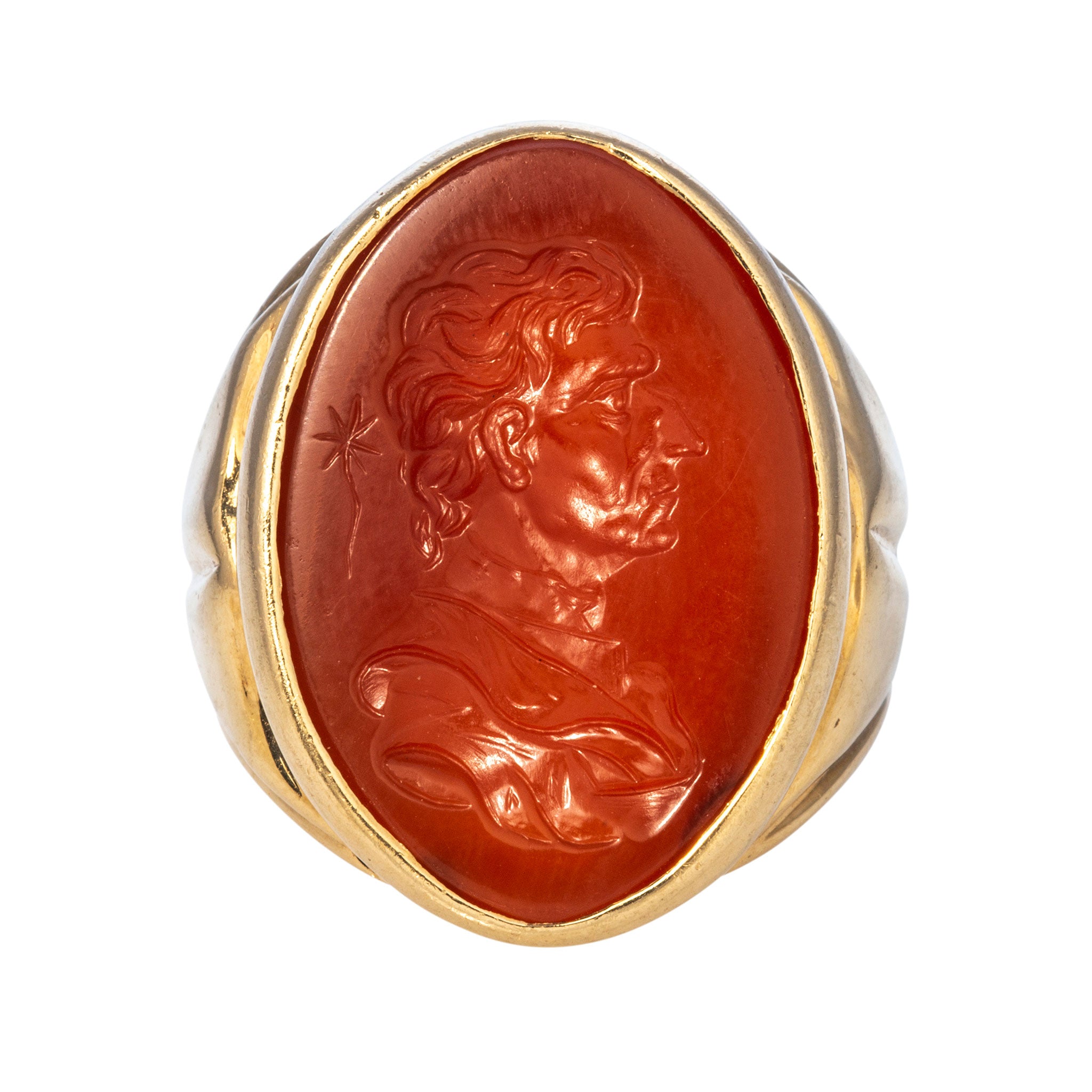 Vintage Carnelian Intaglio 14K Yellow Gold Signet Ring