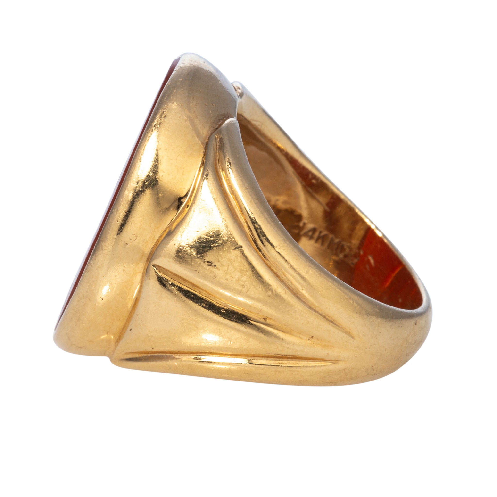 Vintage Carnelian Intaglio 14K Yellow Gold Signet Ring